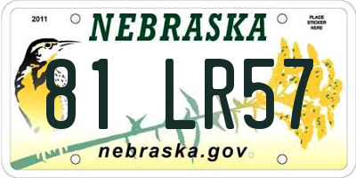 NE license plate 81LR57
