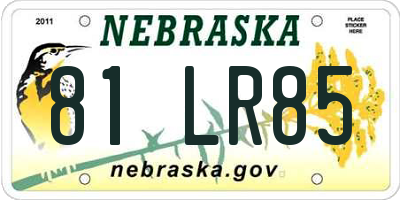 NE license plate 81LR85