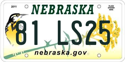 NE license plate 81LS25