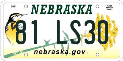 NE license plate 81LS30