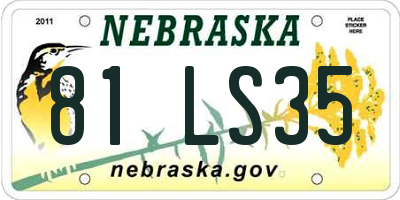 NE license plate 81LS35