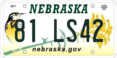 NE license plate 81LS42