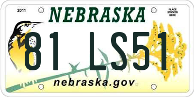 NE license plate 81LS51