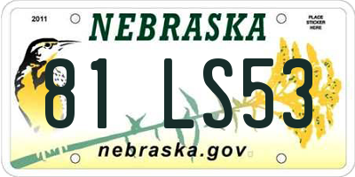 NE license plate 81LS53