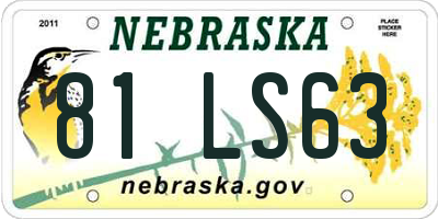 NE license plate 81LS63