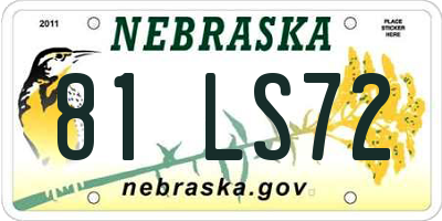 NE license plate 81LS72