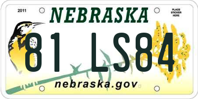 NE license plate 81LS84