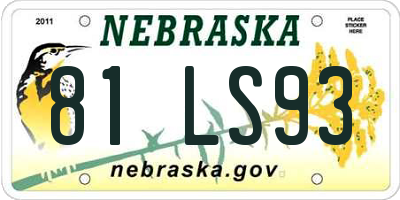 NE license plate 81LS93