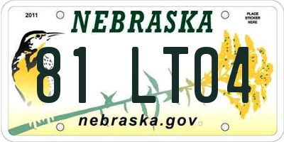 NE license plate 81LT04