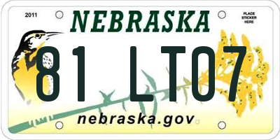 NE license plate 81LT07