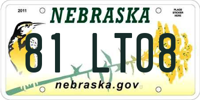 NE license plate 81LT08