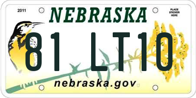 NE license plate 81LT10