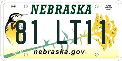 NE license plate 81LT11