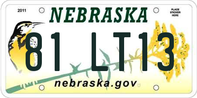 NE license plate 81LT13