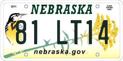 NE license plate 81LT14