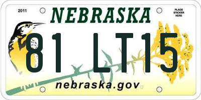NE license plate 81LT15