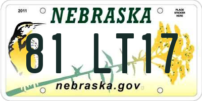 NE license plate 81LT17