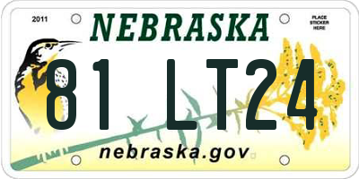 NE license plate 81LT24