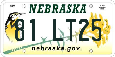 NE license plate 81LT25