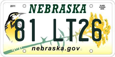 NE license plate 81LT26
