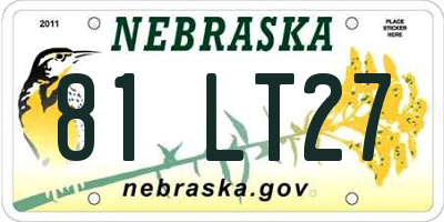 NE license plate 81LT27