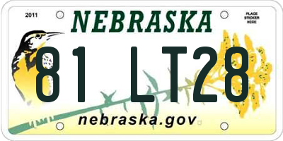 NE license plate 81LT28