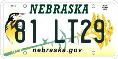 NE license plate 81LT29