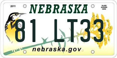 NE license plate 81LT33