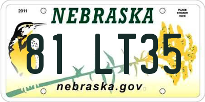 NE license plate 81LT35