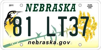 NE license plate 81LT37