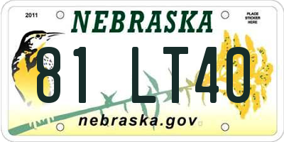 NE license plate 81LT40