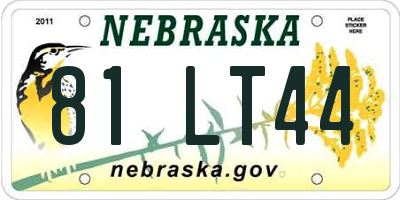 NE license plate 81LT44