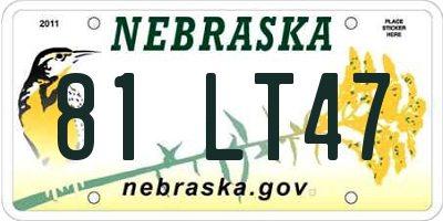 NE license plate 81LT47
