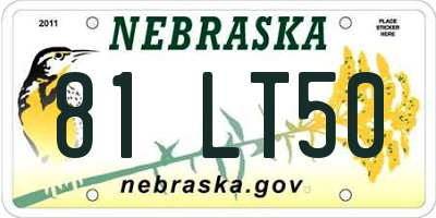 NE license plate 81LT50