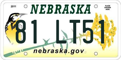 NE license plate 81LT51