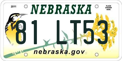 NE license plate 81LT53