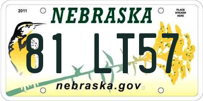 NE license plate 81LT57