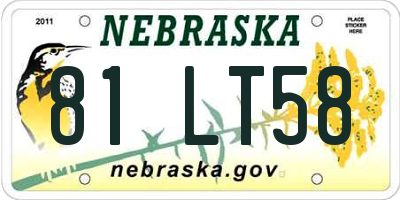NE license plate 81LT58