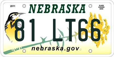NE license plate 81LT66