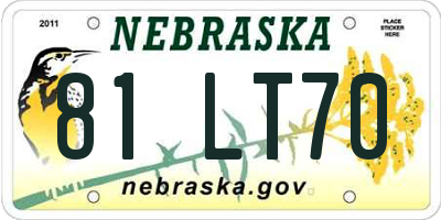 NE license plate 81LT70