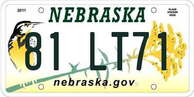 NE license plate 81LT71