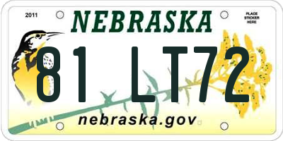 NE license plate 81LT72