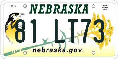 NE license plate 81LT73