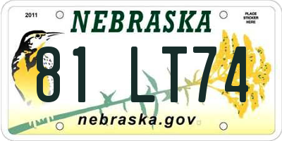 NE license plate 81LT74