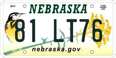 NE license plate 81LT76