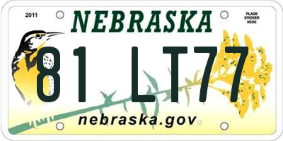 NE license plate 81LT77