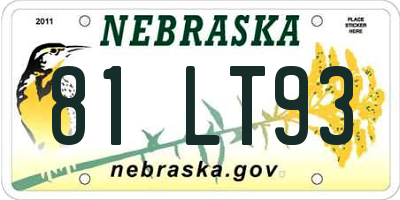 NE license plate 81LT93