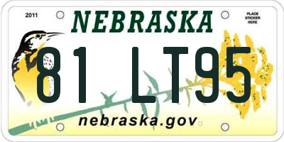 NE license plate 81LT95