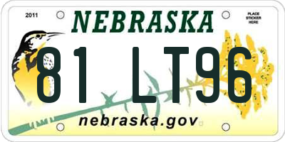 NE license plate 81LT96