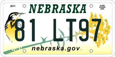 NE license plate 81LT97